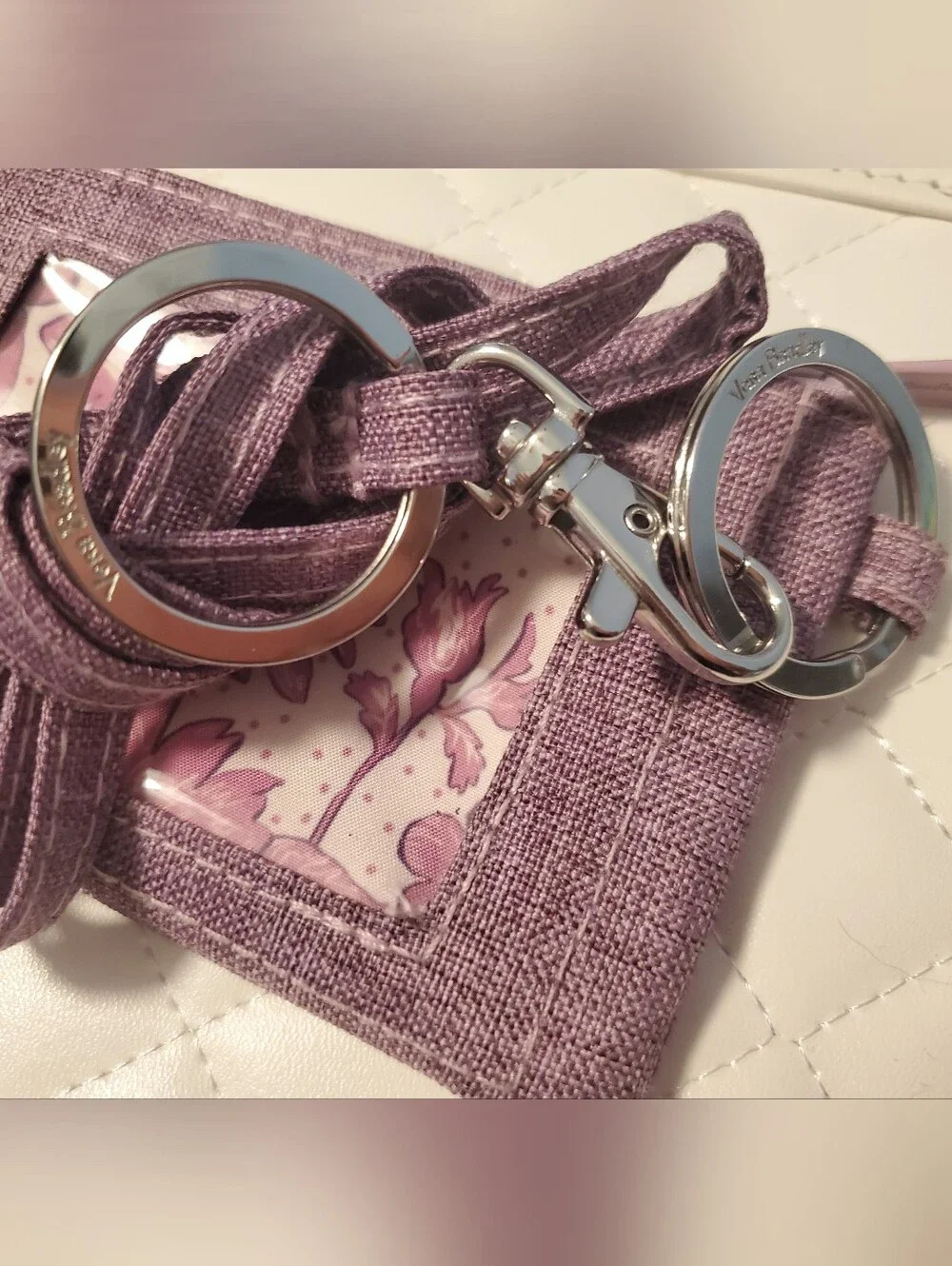 Vera Bradley Heather Purple Zip ID Case with Matching Lanyard